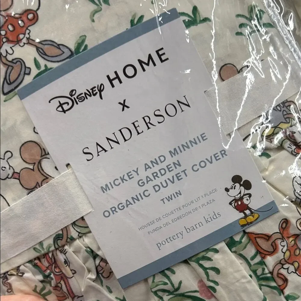 Disney Home x Sanderson Minnie Mouse and Mickey Mouse Garden Duvet Bedding NWT